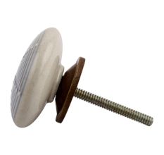 Slate Blue Stripe Flat Ceramic Drawer Knob